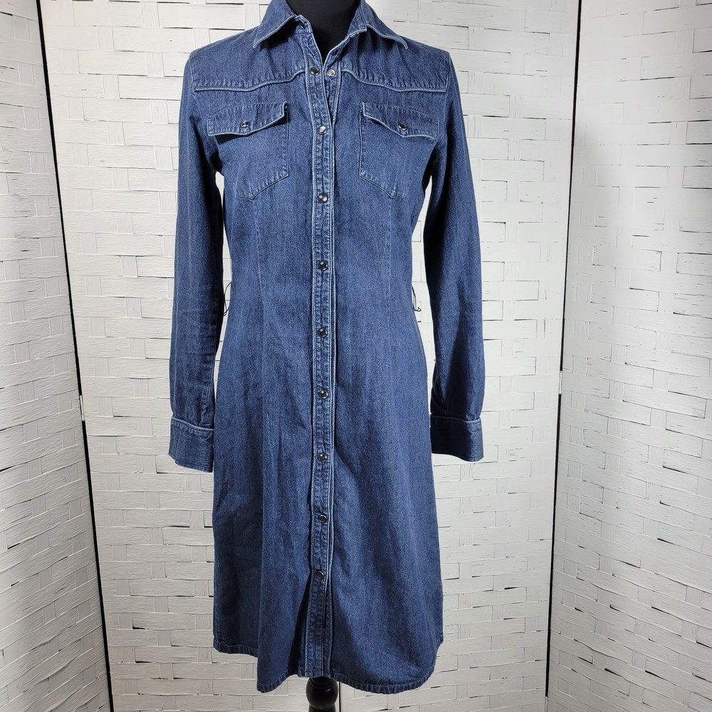 The Limited Western Snap Denim Shirt Dress long Sleeves  Size 4